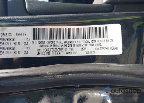 2013 Jeep Grand Cherokee Limited z USA, uszkodzony, nr VIN 1C4RJFBG2DC656111